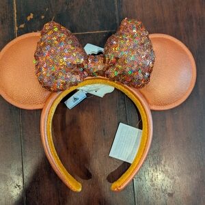 2024 Disney Parks Peach Punch Sequin Minnie Ears Headband Brand New